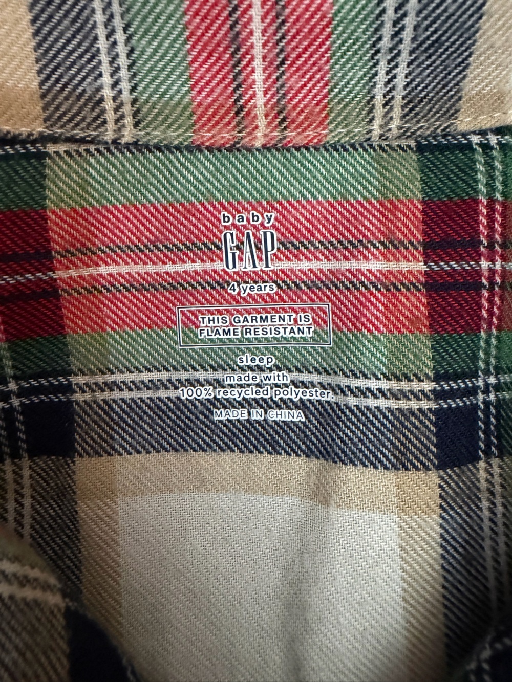 GAP Kids Plaid Pajama Set in Red, Green, Navy, and Cream - Picture 2 of 4